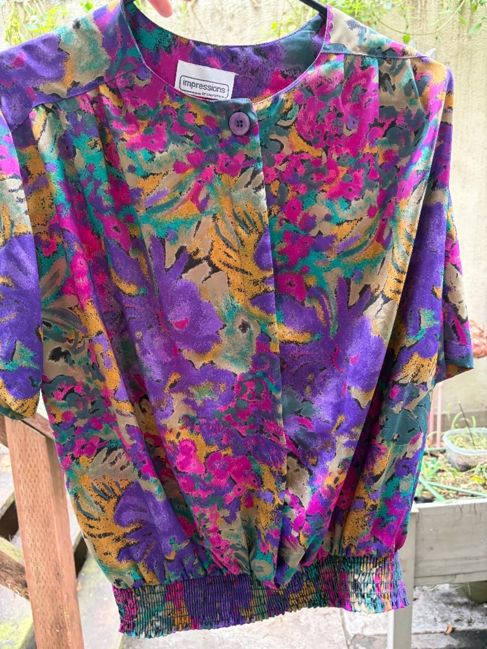 80's colorful impressionist top vintage